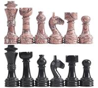 Radicaln Marble Chess Figures 3.5'' Inches Black and Marinara Handmade Chess Pieces Game for Adults, Marble Chess Set Figures, Chess Board Game
