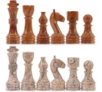 Radicaln Marble Chess Pieces 3.5" Handmade Red and Coral Chess Figures