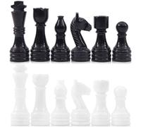 Radicaln Marble Chess Pieces Black and White 3.5 Inch King Figures Handmade Chess Figures for Chess Set - 32 Chess Pieces Board Games for Adults - 2 Player Games Chess Set - Outdoor Games