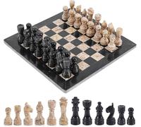 Radicaln Marble Chess Set 12 Inches Black and Coral - Handmade - 1 Board & 32 Pieces - 2 Player Board Game for Adults