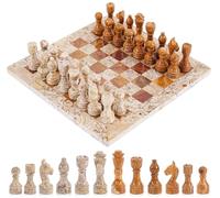 Radicaln Marble Chess Set 12 Inches Red and Coral Handmade Board Games for Adults - 1 Chess Board & 32 Chess Pieces - 2 Player Game for Adults