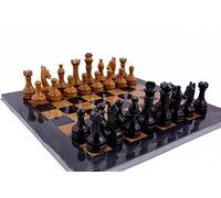Radicaln Marble Chess Set 15 Inches Black and Golden Handmade Chess Game - 1 Chess Board & 32 Chess Pieces - 2 Player Board Game Chess Sets for Adults - Chess Game Set