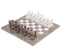 Radicaln Marble Chess Set 15 Inches Grey Oceanic and White Handmade Chess Sets for Adults - Chess Game Set 2 Player -1 Chess Board & 32 Chess Pieces - Board Game