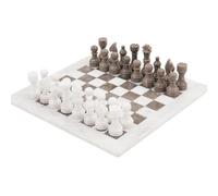 Radicaln Marble Chess Set 15 Inches White and Grey Oceanic Handmade Chess Board Games - 1 Chess Board & 32 Chess Pieces - Marble Chess Set 2 Player Games for Adults