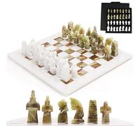 Radicaln Marble Chess Set with Storage Box - 15 Inch White & Green Antique Handmade Chess Board Game - 2 Player Tournament Set - 1 Board & 32 Pieces