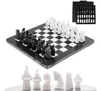 Radicaln Marble Chess Set with Storage Box 15 Inches Black and White Antique Handmade Chess Board Game - 1 Chess Board & 32 Chess Pieces - Chess Sets for Adults