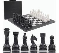 Radicaln Marble Chess Set with Storage Box 15 Inches Black and White Handmade Chess Sets for Adults -1 Chess Board & 32 Chess Pieces - Board Chess Game