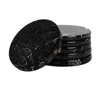 Radicaln Marble Coaster Plates Round 3.5" Inches Black Handmade Coaster Set for Dining Table - Coasters Holder for Wine Glasses, Cup Holder & Coffee bar Accessories