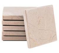Radicaln Marble Coasters Set of 6, 3.5" Square, Handmade, for Dining Table, Drink Coasters and Coaster Holder