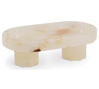 Radicaln Marble Oval Tray with Stand 10" Inches White Onyx Handmade Serving Tray for Kitchen Countertop, Fruit and Food Platter, Coffee Table Display, Bathroom Vanity Organizer