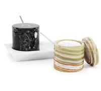 Radicaln Marble Salt Cellar and Tray 3" Inch, Black and Green Handmade Salt Box for Set of 2 Serving Bowls with Lids - Ideal Sugar Dispenser, Salt and Pepper Bowls Kitchen Storage
