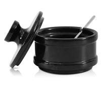 Radicaln Marble Salt Cellar Black Handmade Salt jar with lid and Serving Spoon - Elegant Sugar Container and Salt Container for Kitchen Storage