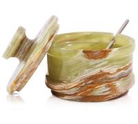 Radicaln Marble Salt Cellar with Lid, 3.5" Green Salt Box, Spice Containers & Spice Jars, Rock Salt Holder for Counter Spice Jar