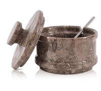 Radicaln - Marble Salt Cellar with Lid 3.5" Ocean Handmade Modern Salt Box Spice Box Seasoning Container and Stone Salt Holder