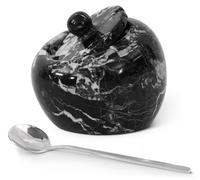 Radicaln Marble Salt Cellar with Lid 4" Inches Black Handmade Spice Jar for Kichen Ideal Salt Box, Stone Salt Holder & Spice Jar Salt Holder for Counter
