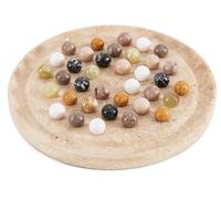 Radicaln Marble Solitaire Game 10" Inch Travertine Handmade Peg Solitaire Board Game with Marbles, Classic Marble Puzzle Game Modern Home Decor, Ideal Brain Teaser for Adults