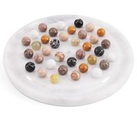 Radicaln Marble Solitaire White 10" inch with Natural Balls Round Board Games Home Office Decor with 42 Marble Balls 1 Players Brain Teasers & Fun Games for Adults