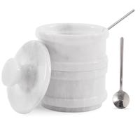 Radicaln Marble White 5” Dual Salt Cellar & Brown Sugar Keeper Handmade - 2” Each Herb Jar Salt Dish Kitchen Accesorries - Ideal for Jewelry, Butter, Sugar & Home Décor