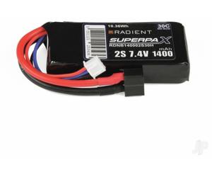 Radient 2S 1400mAh 7.4V 30C LiPo Battery Pack Deans Connector RDNB14002S30H