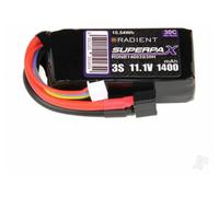 Radient LiPo 3S 1400mAh 11.1V 30C Deans HCT RC Battery Pack RDNB14003S30H