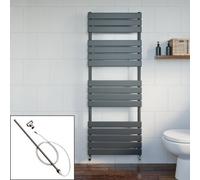 Radilux Bathroom 1600 X 600mm Manual Heated Towel Rail Radiator Anthracite Flat Panel