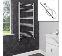 Radilux Dual Fuel Heated Towel Rail Chrome Designer Curved Manual Electric 1200X600mm