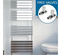 Radilux Modern Flat Panel Heated Towel Rail Radiator Chrome 1600X600mm Straight Valves