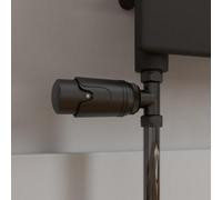 Radilux Modern Straight Heated Towel Rail Radiator Valves Black Round Thermostatic 15mm