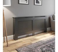 RadiLux Radiator Cover Extra Large - Anthracite Cross Pattern 1720mm Modern Mdf