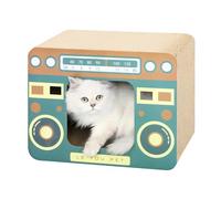 Radio Cat Scratcher Cardboard Lounge Bed - Durable Pads Prevent Furniture Damage - Cat Scratchers & Play House for Indoor Cats - Corrugated Scratcher Box Toy for Cat Birthday