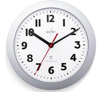 Radio Controlled Wall Clock, 23cm Diameter, Silver Design