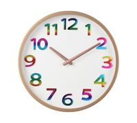 Radio-Controlled Wall Clock with 3D Colourful Numbers, Silent Wall Clock for School, Children's Room, Girls' Room, Children, 30 cm, Rose Gold