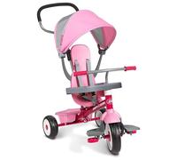 Radio Flyer 4-in-1 Stroll 'N Trike Tricycle, Ages 1-5 | Pink, UV Canopy, Removable Accessories, Foam Tyres, Parent Push Handle, Indoor & Outdoor Use