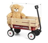 Radio Flyer Mini Steel & Wood Wagon with Teddy Bear | Durable Wheels, Working Handle, Play-Size Version of the Classic, Crafts & Gift Display