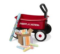 Radio Flyer Push & Pull Walker Wagon with Bubbles and Chalk, Red 2-in-1 Toy Walker Wagon for Toddlers,Wagon for 1-4 Years Old, Bubbles for 3+ Years Old
