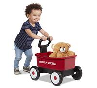 Radio Flyer Push & Pull Walker Wagon with Teddy Bear, Ages 1-4 | Red, Locking Handle for Stability, Converts to Pull Wagon, Indoor & Outdoor Play