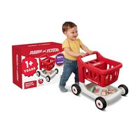 Radio Flyer Scan & Sort Shopping Cart Baby Walker, Ages 1+ | Red, Lights & Adjustable Sound, Includes 6 Play Food Items, Adjustable Height