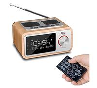 Radio FM Digital Radio Wood Cabinet with Remote Control, Bluetooth, Dual Alarms, AUX-in, USB/U Disk/TF Card Play, Timer Switch, Digital Clock, Perpetual Calendar (Color : Yellow)
