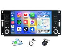 Radio for Jeep Wrangler JK 2007-2017: [4+64G 1.8Ghz CPU] Upgrade 1280 * 800 HD Stereo Touchscreen Replacement with CarPlay Android Auto Bluetooth5.4 FM 32EQ RDS GPS SWC