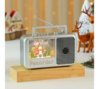 Radio Luminous Music Box, USB Battery-Powered Musical Box Santa Elk Cart Ornament with Adjustable Music for Seasonal or Home Display Use(snowman)