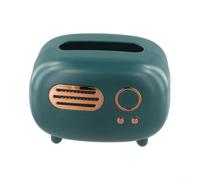 Radio Model Tissue Box for Desktop with Paper Holder and Wet Wipes Storage, Compact Decorative Organizer for Home and Office (Green)