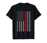 Radio Operator Vintage US Flag for Men Dad Value Graphic T-Shirt, Men, Black, L