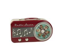 Radio Santa Musical Biscuit Tin, Vintage Style Decorative Container with Shortbread, Plays Jingle Bells Tune, Red and Cream, 200g