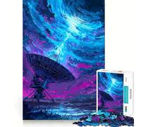 Radio Telescope Under A Swirling Cosmic Sky 1000 Piece Jigsaw Puzzles for Teenagers Boost Memory Gentle Relax Premium Cut Bday Surprise (38x52cm)