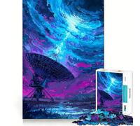 Radio Telescope Under A Swirling Cosmic Sky Jigsaw Puzzles 1000 Pieces for Teenagers Raise Memory Easy Leisure Clean Edge Xmas Surprise (38x26cm)