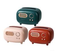 Radio Tissue Box, Plastic Retro Desktop Paper Tissue Holder Wet and Wipes Vintage Decoration Box for Home Bathroom(Red)