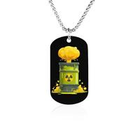 Radioactive Symbol Warning Couples Memorial Necklaces for Women Men Square Titanium Steel Chains Pendant Jewelry Gift