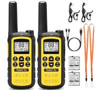 Radioddity PR-T6 Walkie Talkie Kids PMR446 License Free Walky Talky for Adults Long Range Rechargeable Two Way Radio with VOX, USB-C Charging, Flashlight, Earpiece for Camping Hiking, 2 Pack, Yellow
