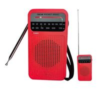 Radios Portable AM FM with Long Range Reception, Battery Operated Transistor Radio with Speaker, Headphone Jacks for Indoor, Outdoor and Emergency Use, Red