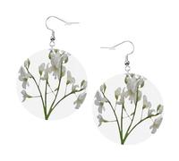 Radish Flower Prints Leather round earrings Pendant Stylish and beautiful Lightweight Dangle for Women Girls